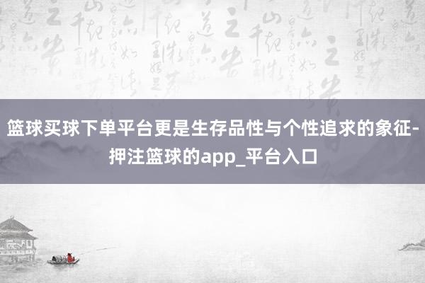 篮球买球下单平台更是生存品性与个性追求的象征-押注篮球的app_平台入口